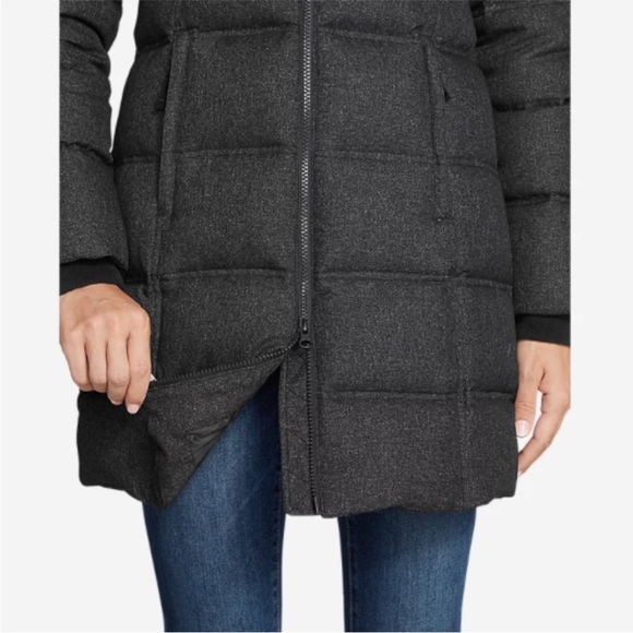 Eddie Bauer Gray Long Down Winter Hooded Coat 
Women's Gray Puffer - Picture 5 of 16